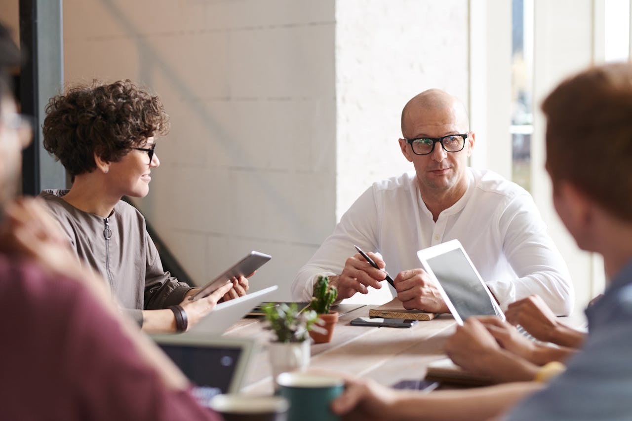 A team discussing in a room